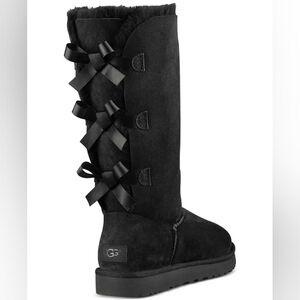 Ugg Bailey Bow Tall Sheep Boots Black Size 6